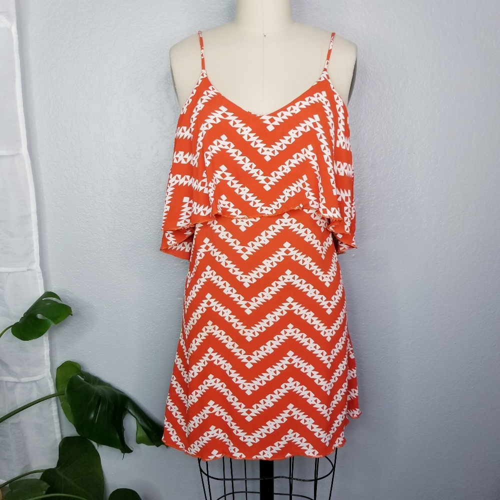 Blu moon Geo chevron  pattern dress low back